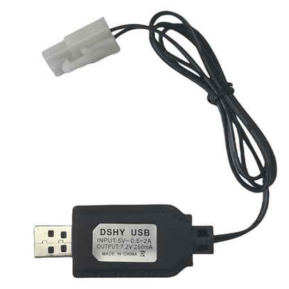 7.2V Battery Charger Cable,Compatible for Tamiya KET-2P Compatible RC Cars, RC Excavator，RC Tanks, RC Boats and Other Remote Control Toys for Universal 7.2V Lipo Battery USB Charger (1) - size: Ket_7.2