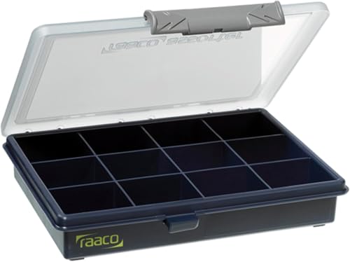 Raaco Assorter 6-12 Tool Box Organizer, 12-Slot Small Parts & Hardware | Compact, 12 Slots Fixed Grid with Semi-Transparent Lid, Polypropylene (PP) Storage Box for Screws, Nuts and Bolts - size: Compact –12 Slots, style: Fixed Grid