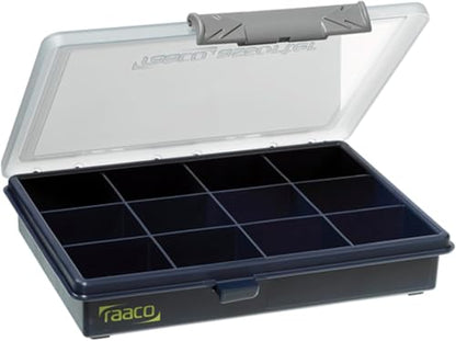 Raaco Assorter 6-12 Tool Box Organizer, 12-Slot Small Parts & Hardware | Compact, 12 Slots Fixed Grid with Semi-Transparent Lid, Polypropylene (PP) Storage Box for Screws, Nuts and Bolts - size: Compact –12 Slots, style: Fixed Grid