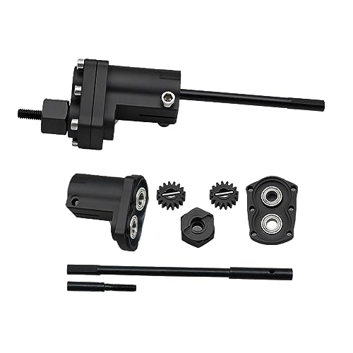 1/10 RC Crawler Aluminum Portal Front and Rear Axle Set for Axial SCX10 II 90046 90047 AR44 – CNC Alloy Axles with Steering Link Upgrade Parts for SCX10 Trucks (Black Rear Axle) - color: Black Rear Axle