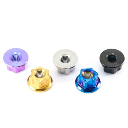 GR5 (Ti-6Al-4V) Titanium Alloy Fancy Nuts - Engraving and Milling Flower Head Screw, 4 Pieces M5 M6 M8 M10 M12 (Burnt Blue, M6x1.0=4pcs) - color: Burnt blue, size: M6x1.0=4pcs