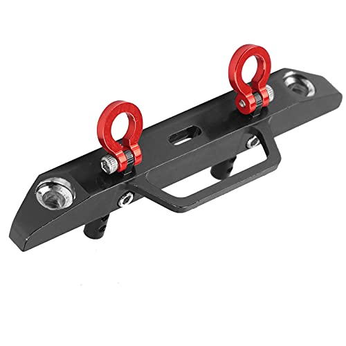 1/24 RC Car Front Bumper, Aluminum Alloy Metal Bumper Upgrade Parts Accessories with 2 Screw for SCX24 90081 RC Crawler Car (Black) - color: Black