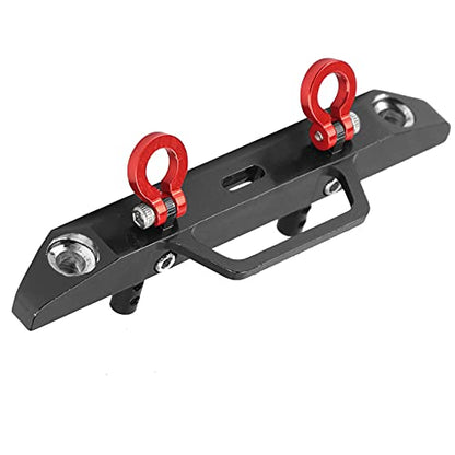 1/24 RC Car Front Bumper, Aluminum Alloy Metal Bumper Upgrade Parts Accessories with 2 Screw for SCX24 90081 RC Crawler Car (Black) - color: Black