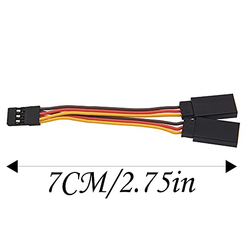 JR Style Servo Splitter Cable, 2.75" Servo 1 Male to 2 Female JR Y Harness Y Cable Extension Wire & 4Leds LED Light Headlights Taillight Kit Accessories