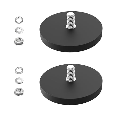65LBS Mounting Magnets 2Pack, Rubber Coated Neodymium Magnets with M8 Threaded Stud, Non-Slip Strong Mounting Magnet for Led Lighting Bar, Rubberized Magnet Base for Signal Lighting Camera - size: M8/2-pack 65lbs