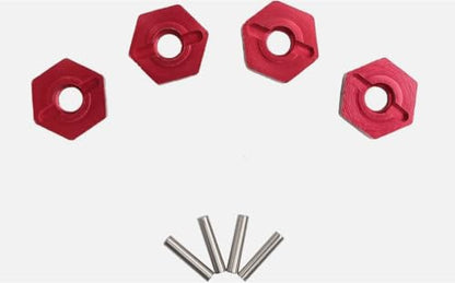 4pcs 12mm Aluminum Wheel Hex Nut Hub Adapter for HSP 102042 02100 Himoto 4WD 1/10 RC Car (Red) - color: Red