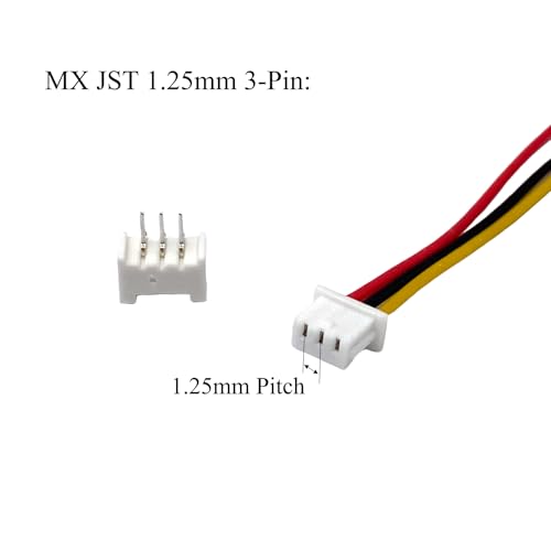60 Pairs MX 1.25mm Pitch Plug Socket Set, Micro MX JST 1.25mm 3 Pin Male and Female Connector Kit with 28AWG 150mm Cable for PCB Wiring - size: 1.25mm Pitch-3Pin-15cm