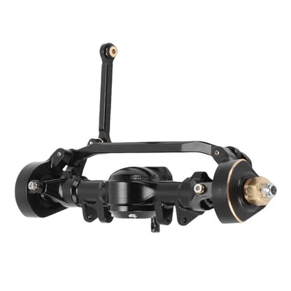 Drfeify RC Front Axle, Aluminum Brass Portal Upgrade Kit with Housing for 1/24 SCX24 RC Crawler Axle Housing Assembly Black