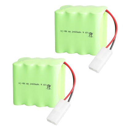 2Pcs 9.6V 2400mAh NI-MH Battery Pack RC Replacement Rechargeable Battery Pack Built-in AA * 8 Cell for Toys,Drone,Remote Control Car Accessory