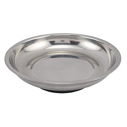 Edward Tools Round 6” Magnetic Tray - Magnetic Parts Tray for Screws, Nut, Bolts, Small Tools - Great for Mechanics, DIY - Heavy Duty Stainless Steel - Extra Strength Magnet