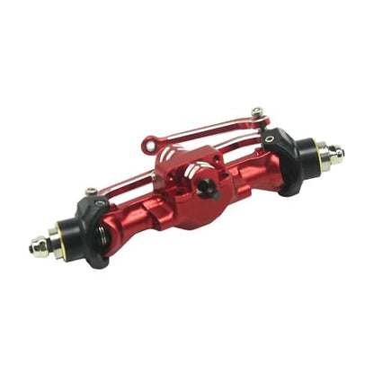 Aluminum Front/Rear Axle Set with Brass Knuckles, Steering Link, Gear, Bearing, CVD Whole Set, Red, for 1/30 Axial SCX30 RC Cars (Red) - color: Red