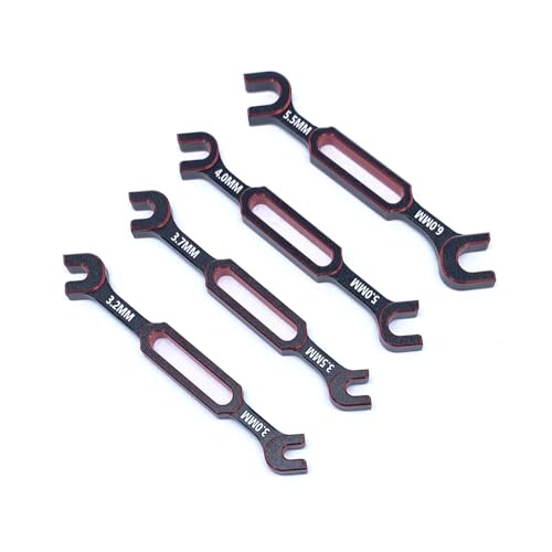 KingVal 4PCS Wrench 3.0/3.2/3.5/3.7/4.0/5.0/5.5/6.0mm Turnbuckle Nut Ball Joint Remover RC Universal Repair Tool Compatible with RC Car Boat RC Drone (Red) - color: Red