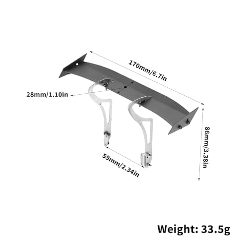 Metal Rear Wing for 1/10 RC On-Road Car, Metal Spoiler Upgrade, Tail Wing Metal Spoiler Decorative Upgrade Part for 1:10 RC Car