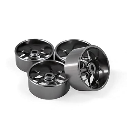 4Pcs Metal 1/24 1/28 RC Car Drift Wheels, [2N+2W] 22mm 1/28 RC Car Drift Hubs for Mini-Z BBS Mini-Q HGD1 Mini-D DRZ Wltoys K969 K989 Rc Car Upgrade Parts (1.5 Degree, Titanium) - color: Titanium, size: 1.5 Degree