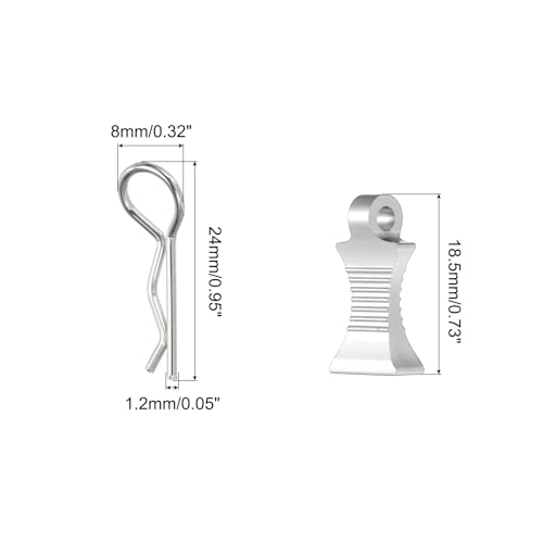 MECCANIXITY 4pcs RC Body Clips with Pull Tabs for 1/8 1/10 Scale Model Truck RC Car Crawler Truck Shell Replacement Parts(Silver)