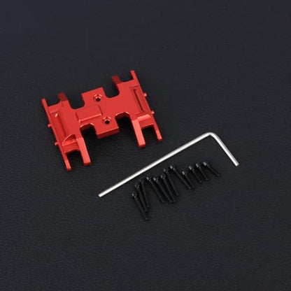 SCX24 Skid Plate Transmission Mount Chassis Heavy Counterweight Gearbox Mount for Axial SCX24 Upgrade Parts 1/24 RC Crawler - color: Red