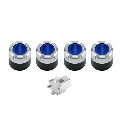 DJX M4 Wheel Nuts Center Locking Hubs Wheel Caps W/Tool for Traxxas TRX4 Axial SCX10 90046 D90 Tamiya Redcat HPI 1/10 RC Crawler Car(Blue) - color: Blue