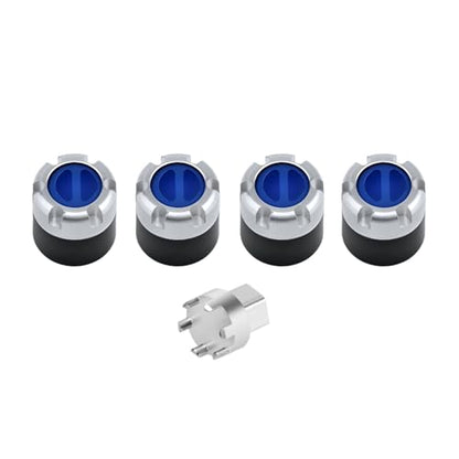 DJX M4 Wheel Nuts Center Locking Hubs Wheel Caps W/Tool for Traxxas TRX4 Axial SCX10 90046 D90 Tamiya Redcat HPI 1/10 RC Crawler Car(Blue) - color: Blue