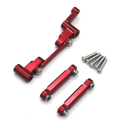 RC Car Accessories Compatible with MJX 14303 14301 14302 4WD 1/14 Remote Control Car Metal Upgrade Parts Steering Assembly Steering Rod(Red) - color: Red