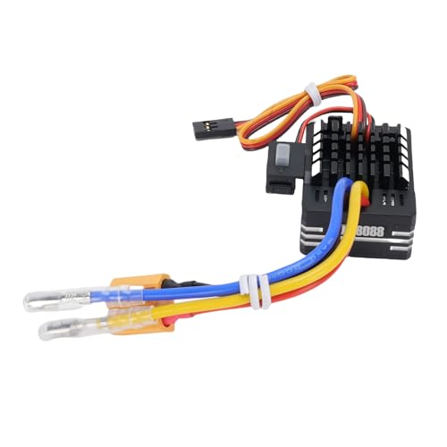 CHICIRIS 80A Brushed ESC Electronic Speed Controller, with T Plug XT60 Plug for 1/10 RC Car RC Boat 540 550 750 Motors (Black) - color: Black
