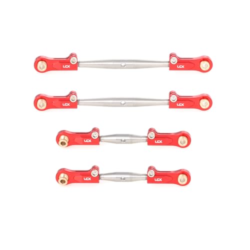LCX Racing 1/10 RC Crawler Car Stainless Steel Suspension Front Steering Link Set Rear Link Set 4pcs for RC Truck Arrma Fury, Upgrades Parts Accessories (Red) - color: Red