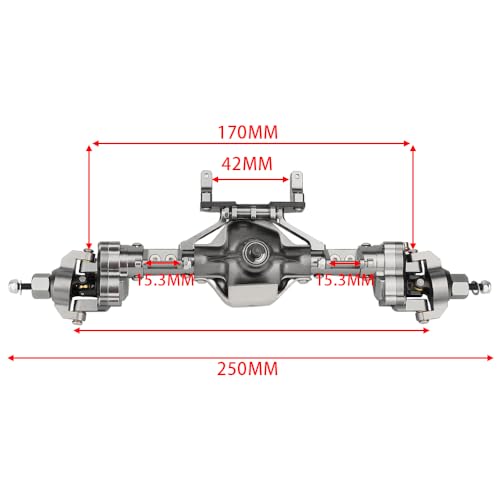 Aluminum Front & Rear Portal Axles for Axial SCX10 & SCX10 II 1/10 RC Crawler Car Axle Set Metal Upgrades Part (Titanium) - color: Titanium