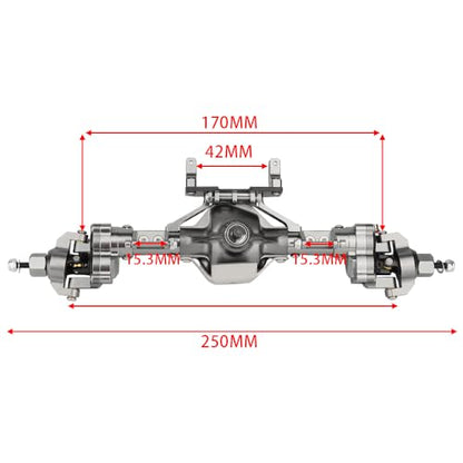 Aluminum Front & Rear Portal Axles for Axial SCX10 & SCX10 II 1/10 RC Crawler Car Axle Set Metal Upgrades Part (Titanium) - color: Titanium