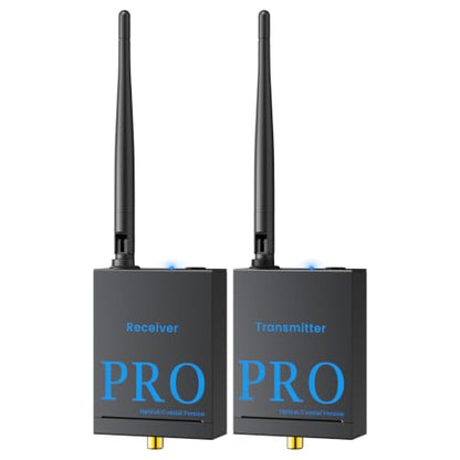1Mii 2.4GHz Wireless Audio Transmitter and Receiver (1 TX+1 RX), HiFi Audio | 20ms Low Latency, 328ft Long Range Wireless Kit for Powered Speaker/Stereo/Soundbar, Optical/Coaxial/3.5mm(RCA) Ports