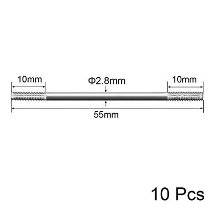 uxcell M3x55mm Pushrod Connector Stainless Steel Rod Linkage,for RC Boat,Car,Airplane,Helicopter,10pcs - size: M3x55mm