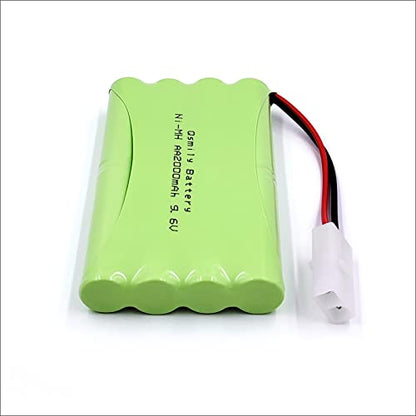 Qsmily® 9.6V Ni-MH Battery Pack, 2000mAh Rechargeable AA Battery with KET 2P Connector and USB Charger Cable, Suitable for RC Monster Truck, Battle Tank, Aircraft Carrier Model
