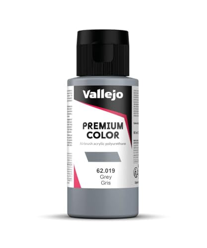 Vallejo - Premium Color RC Grey 2.02 Fl.Oz. (60 ml) for Airbrushing, Acrylic-Polyurethane Hybrid Resin of Great Resistance Paint for Model and Hobby Use - style: Grey