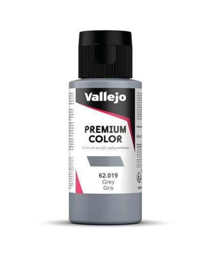 Vallejo - Premium Color RC Grey 2.02 Fl.Oz. (60 ml) for Airbrushing, Acrylic-Polyurethane Hybrid Resin of Great Resistance Paint for Model and Hobby Use - style: Grey