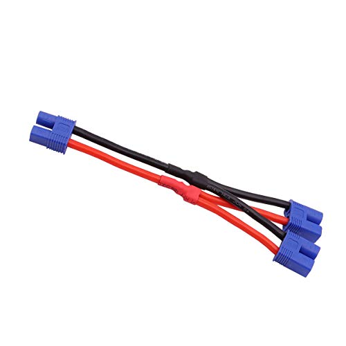 Parallel Y-Harness Adapter EC3 Connector with 12awg 10cm Silicone Wire 1 Male to 2 Female Connectors Compatible with RC Car Truck Boat Lipo Battery Connection