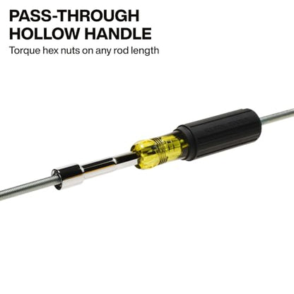 Klein Tools 65410M Metric Color-Coded Nut Driver, Hollow-Shaft, Heavy-Duty 10 mm Hex, Pass-Through Design, 6-Point Socket, and Cushion-Grip Handle - size: 10mm