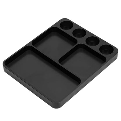 Metal RC Screw Tray, Aluminum Alloy Magnetic Screw Holder Plate for Secure Hold and Organized Parts Management in RC Model Repair, with Magnetic Pad Organizer for 1/10 Car Boat (Black)