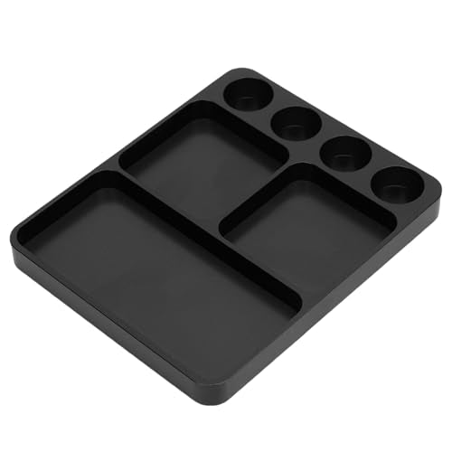 Metal RC Screw Tray, Aluminum Alloy Magnetic Screw Holder Plate for Secure Hold and Organized Parts Management in RC Model Repair, with Magnetic Pad Organizer for 1/10 Car Boat (Black)