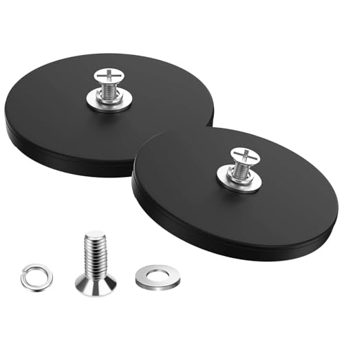 Thaibear Rubber Coated Magnets, 2Pcs 50LBS Rubber Coated Neodymium Magnet with M6 Magnetic Assembly Base, Non-Slip Strong Mounting Magnets for Light Bar Mirror Camera Tool