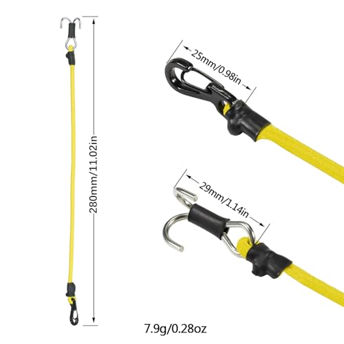 2pcs 280mm Elastic Strap Escape Rope Kinetic Winch Strap with Rescue Trailer Hook for 1/18 1/24 RC Crawler Car TRX4M High Trail SCX24 FCX24 (Yellow) - color: Yellow