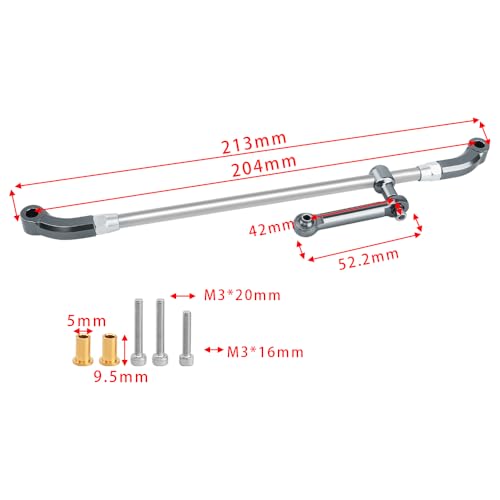 Stainless Steel +Aluminum Steering Linkage Set for 1/8 Losi LMT RC Monster Truck Metal Upgrade Parts (Gray) - color: Gray