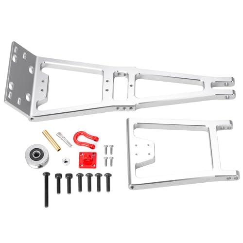 RC Crawler Tow Rig Crane for TRX4 SCX10 II Capra LCG Chassis Frame | 1/10 Scale Winch Double Stent Rescue Truck Tow Crane Arm Wrecker Kit DIY Parts Upgrades (Silver) - color: Silver