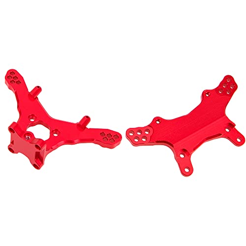 Metal Front & Rear Shock Tower RC Shocks Damper Mount Set Compatible with Losi 1/18 Mini-T 2.0 2WD Stadium RC Truck Hop-Up Parts (Red) - color: Red