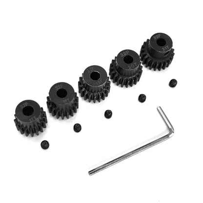 32P 5mm Pinion Motor Gear 17T 18T 19T 20T 21T Hardened Metal Pinion Motor Gear Sets Fit 5mm Shaft Compatible with HPI Kyosho Losi Axial Tamiya 1/8 1/10 RC Car Monster Truck Buggy