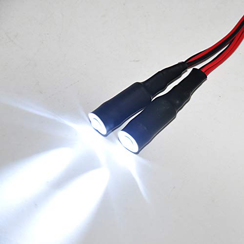 QUE-T 10mm 2 LEDs Angel Eyes & Demon Eyes LED Headlight/Back Light for 1:10 RC Model Crawler Cars(Full White, 10mm) - color: Full White, size: 10MM