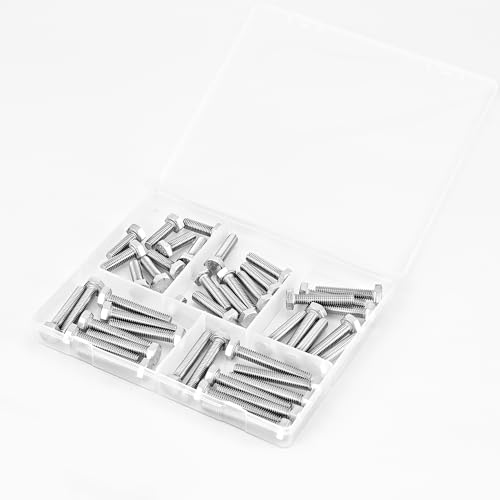 M6 x 20mm 25mm 30mm 35mm 40mm Heavy Duty Hexagon Bolts Hex Head Screws, 304 Stainless Steel, Metric, Machine Fully Thread, Bright Finish, Assortment Kit 50PCS - size: M6 x 20/25/30/35/40mm (50PCS)