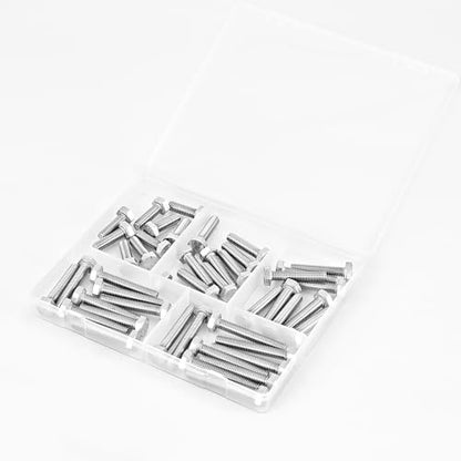 M6 x 20mm 25mm 30mm 35mm 40mm Heavy Duty Hexagon Bolts Hex Head Screws, 304 Stainless Steel, Metric, Machine Fully Thread, Bright Finish, Assortment Kit 50PCS - size: M6 x 20/25/30/35/40mm (50PCS)