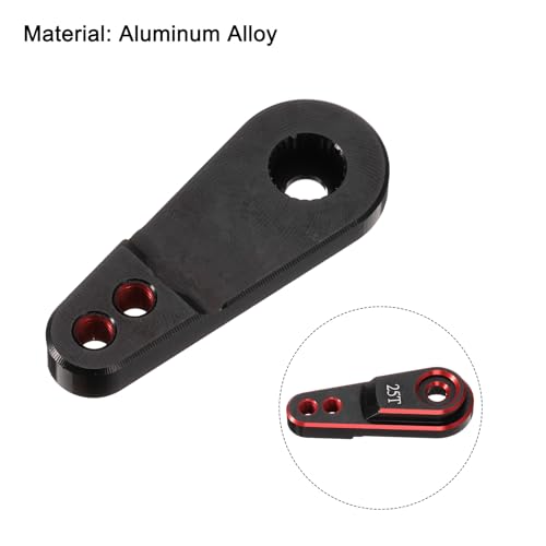MECCANIXITY 2pcs Aluminum Alloy 25T Steering Servo Arm Horn Silver/Red for 1/10 RC Car/Boat/Airplane Boat Accessories - color: Silver/Red