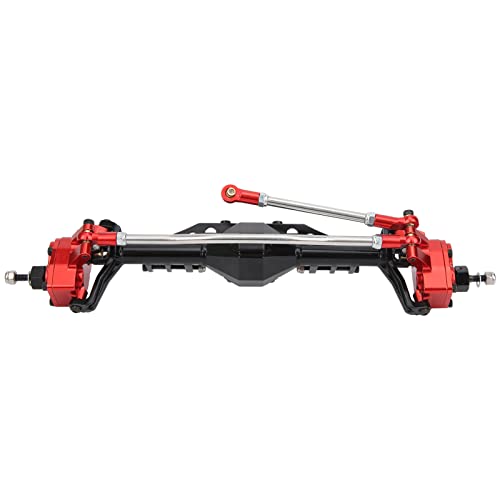Metal Front Portal Axle Assembly Upgrade for RC Crawler Axial Capra 1.9 UTB, Aluminum Alloy RC Front Axle Replacement for RC Car Enthusiasts (Black Red)