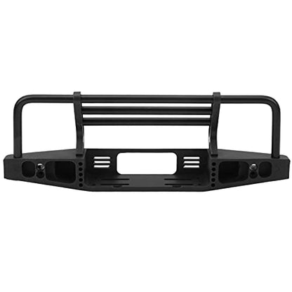 Metal RC Bumper Black Front Bumper with 2 LED Lights Adjustable Mount 3 Brackets and Tow Hooks for 1 10 RC Car for SCX10 90046 Trail Crawler Users