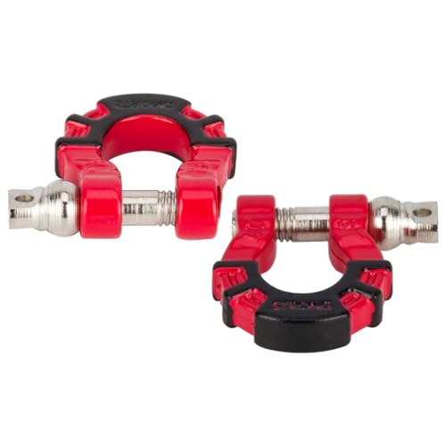 4Pcs Metal Tow Shackle Trailer Buckle for SCX10 TRX4 1/10 RC Crawler | Durable metal shackles, compatible with CC01 D90 D110 TF2. Perfect for tow hook upgrade,off-road crawler accessories.4-pack. - color: Red