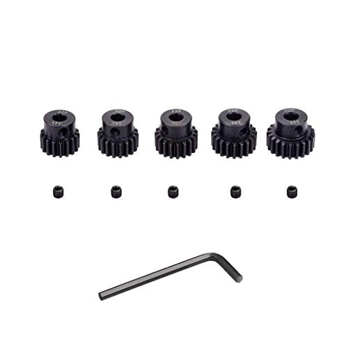 OGRC 32P 5mm Pinion Gear 17T 18T 19T 20T 21T Hardened Metal Pinion Motor Gear Set for RC Buggy Car Monster Truck(Compatible with 0.8 Metric Pitch) | Hardened Steel, Motor Gear 5mm Motor Shaft, Fits 1/10 RC Buggy Monster Truck Car